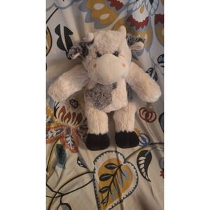Teddy Mountain Plush Cow Stuffed Animal Cream Grey Spotted Farm Toy 0318